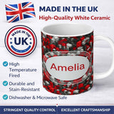 Personalized Custom Name Red Grey Black 3D Cube Abstract Seamless Pattern Cute Unique Gift 11oz Ceramic Coffee Tea Mug White Large Handle