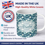Personalized Custom Name Dreamy Night Sky Clouds and Full Moon Seamless Pattern Lovely 11oz Ceramic Coffee Tea Mug White Large Handle