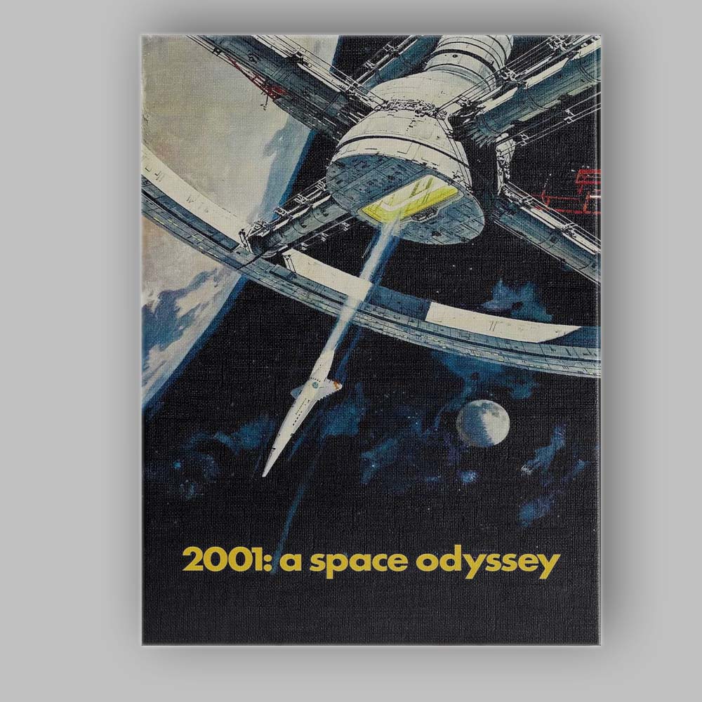 Black White Space Station Science Fiction Retro Futuristic Artwork Canvas Wall Art Print Decor Picture Ready to Hang