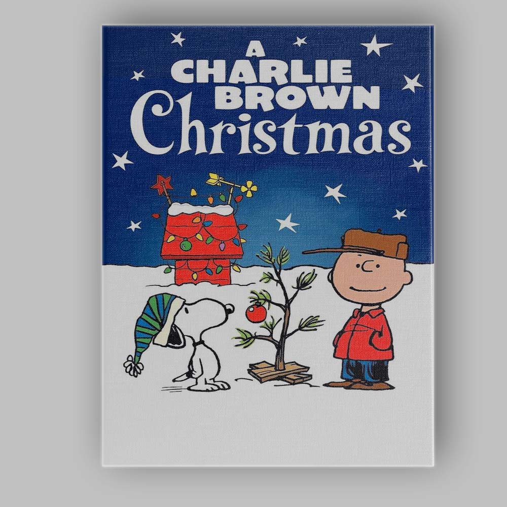 Blue Winter Festive Cartoon Character Christmas Night Artwork Canvas Wall Art Print Decor Picture Ready to Hang