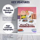 Pastel Cartoon Family Thanksgiving Dinner Illustration Artwork Canvas Wall Art Print Decor Picture Ready to Hang