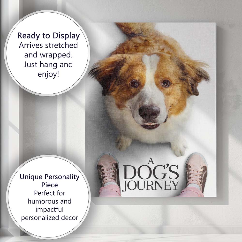 Cute Brown White Dog Portrait Heartwarming Pet Artwork Canvas Wall Art Print Decor Picture Ready to Hang