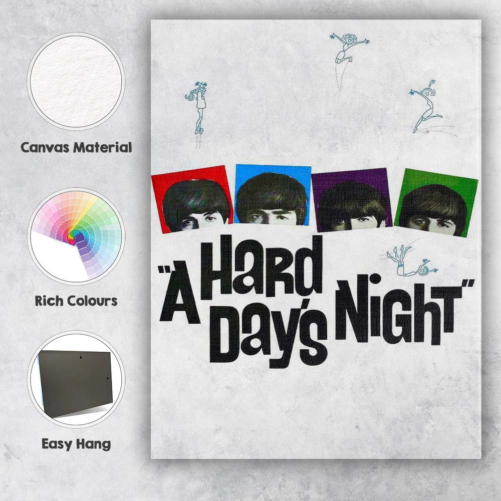 Pop Art Beatles Hair Portrait Collage Retro Music Inspired Minimalist White Background Canvas Wall Art Print Decor Picture Ready to Hang