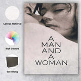 Monochrome Romantic Embrace Close Up Art House Film Style Portrait Canvas Wall Art Print Decor Picture Ready to Hang