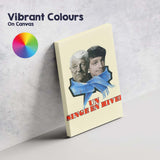 Cream Background Blue Scarf Double Portrait Retro Film Style Canvas Wall Art Print Decor Picture Ready to Hang
