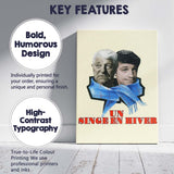 Cream Background Blue Scarf Double Portrait Retro Film Style Canvas Wall Art Print Decor Picture Ready to Hang