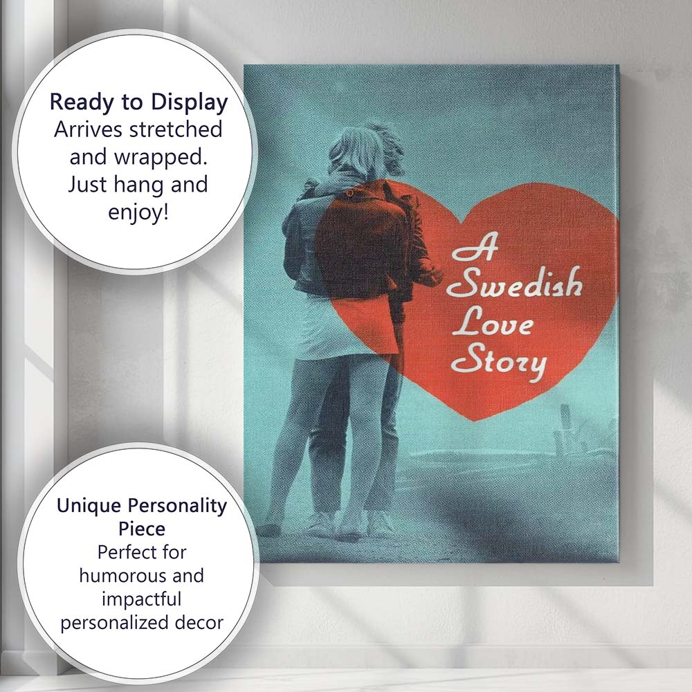 Scandinavian Romantic Couple Red Heart Textured Love Artwork Canvas Wall Art Print Decor Picture Ready to Hang