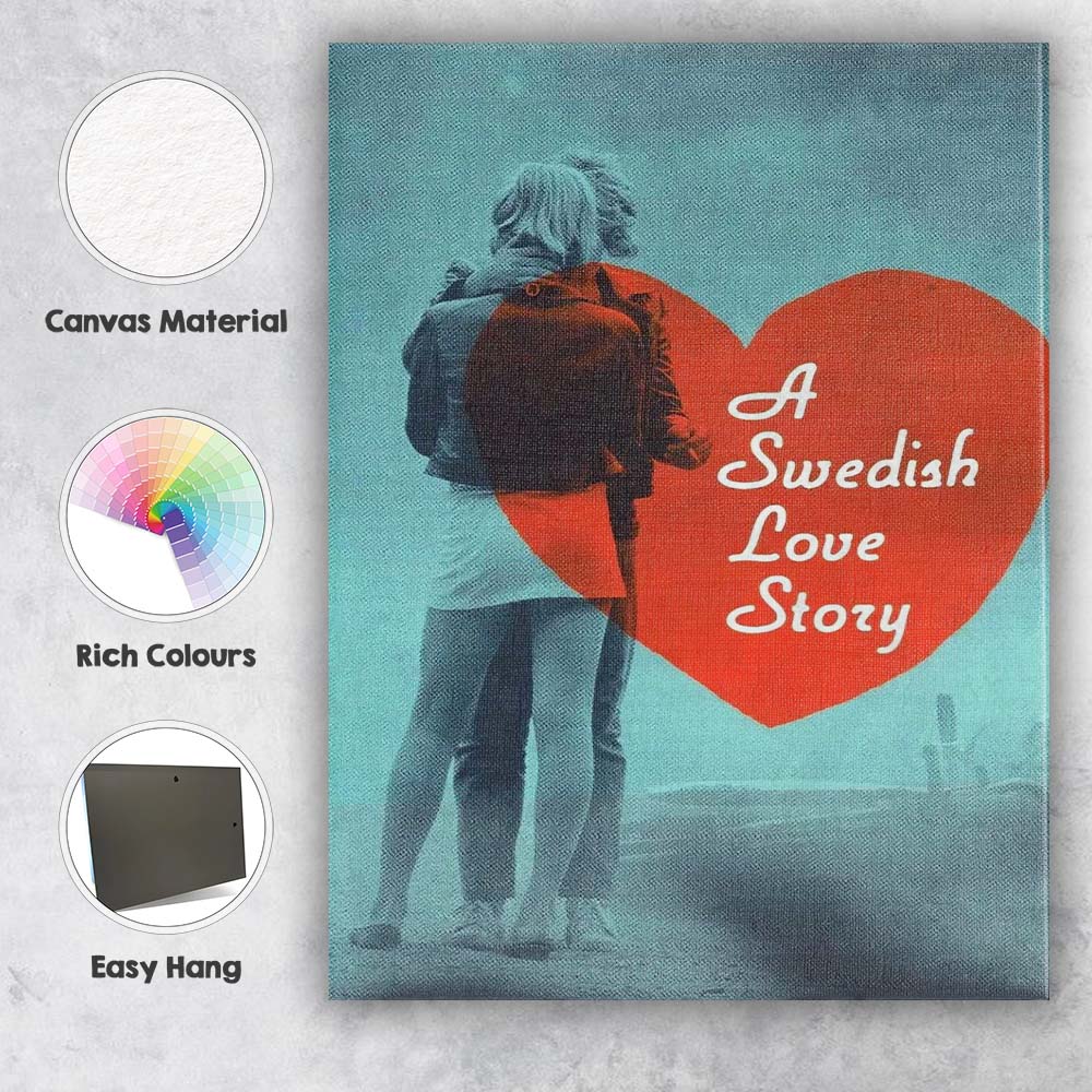 Scandinavian Romantic Couple Red Heart Textured Love Artwork Canvas Wall Art Print Decor Picture Ready to Hang