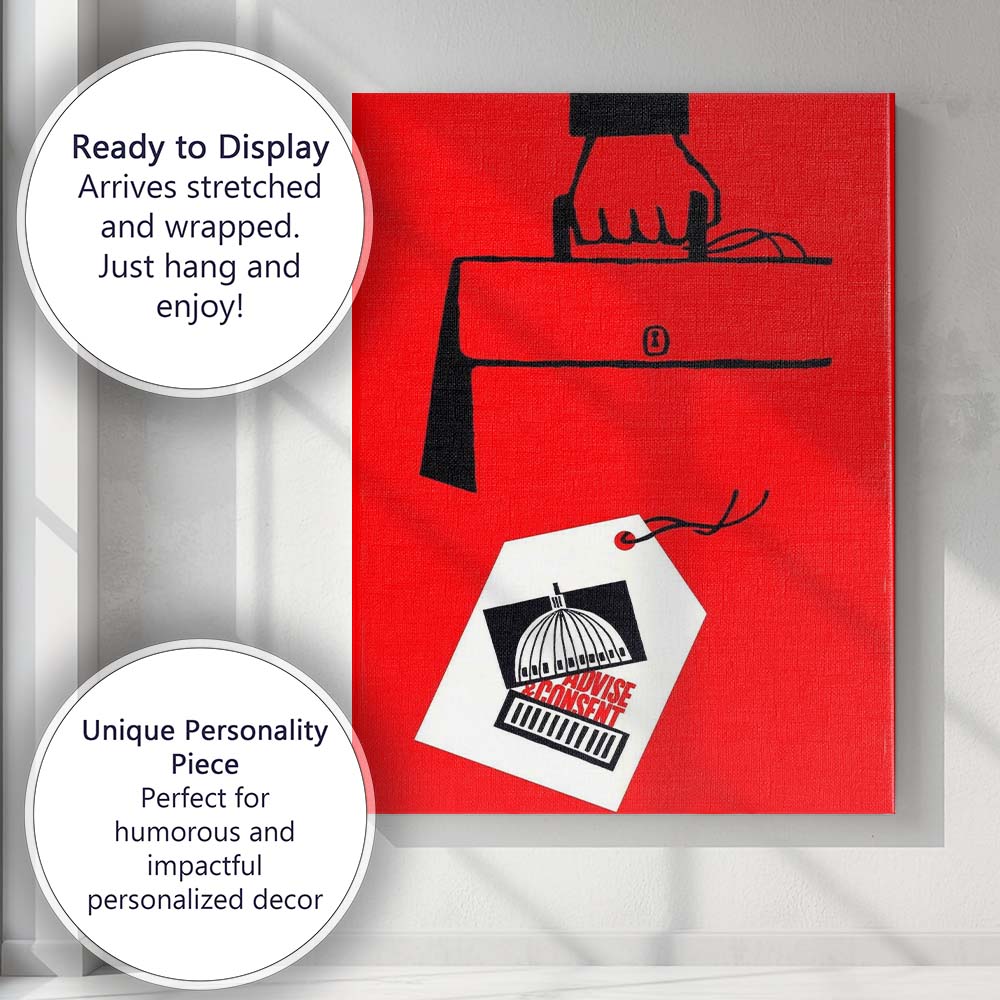 Red Black Political Protest Hand Holding Briefcase Government Reform Graphic Canvas Wall Art Print Decor Picture Ready to Hang