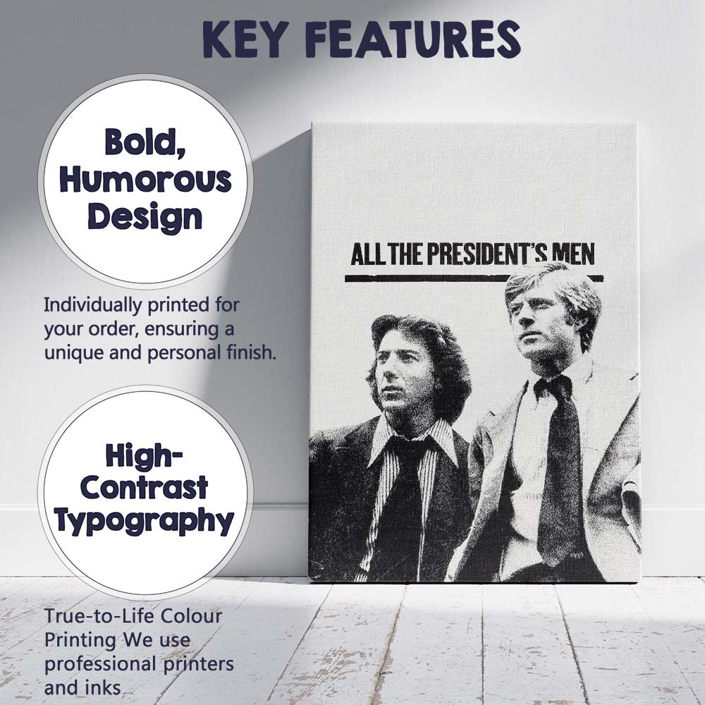 Monochrome Investigative Journalism Political Thriller Retro Newspaper Style Canvas Wall Art Print Decor Picture Ready to Hang