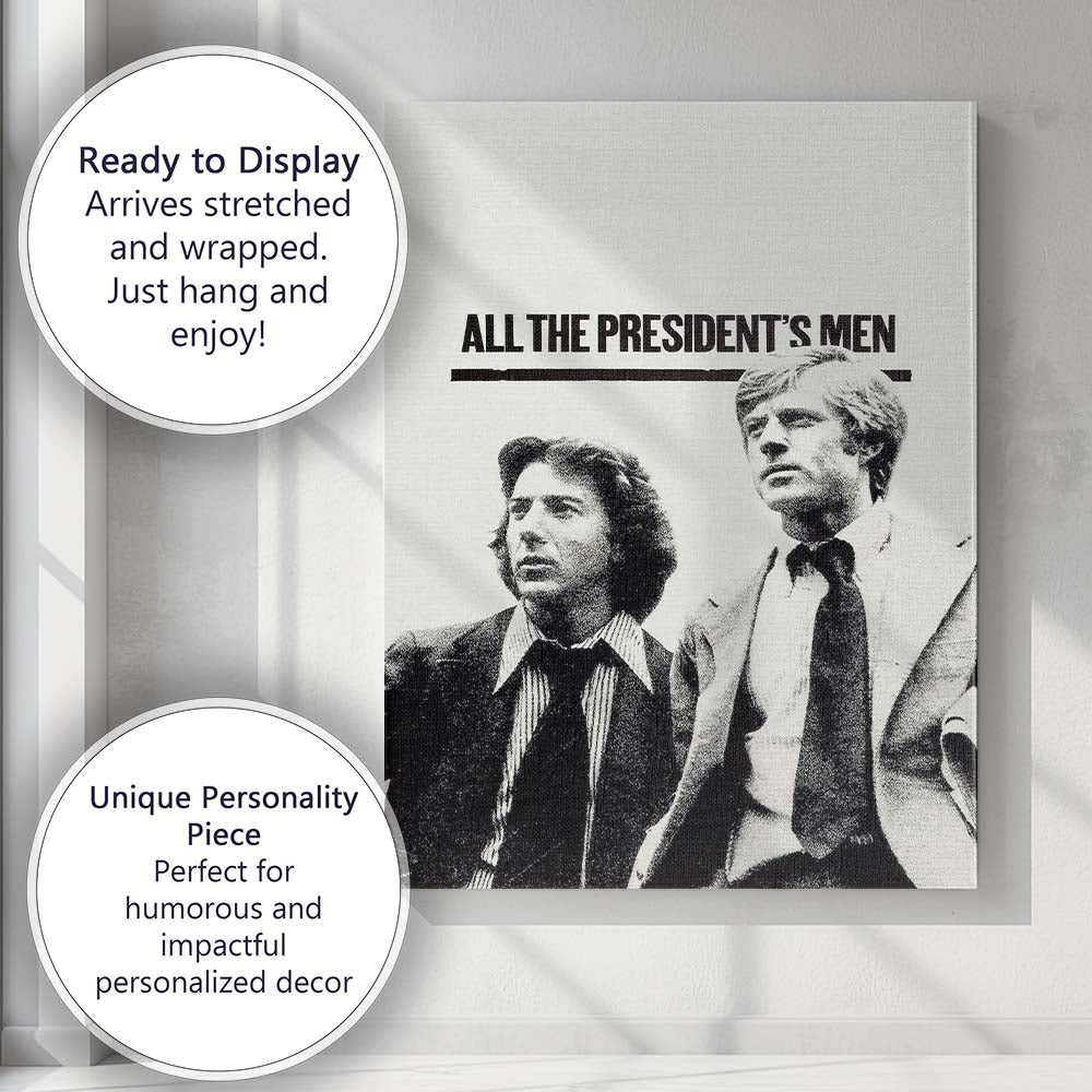 Monochrome Investigative Journalism Political Thriller Retro Newspaper Style Canvas Wall Art Print Decor Picture Ready to Hang