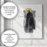 Monochrome Spiritual Monk Atmospheric Forest Double Exposure Artwork Canvas Wall Art Print Decor Picture Ready to Hang