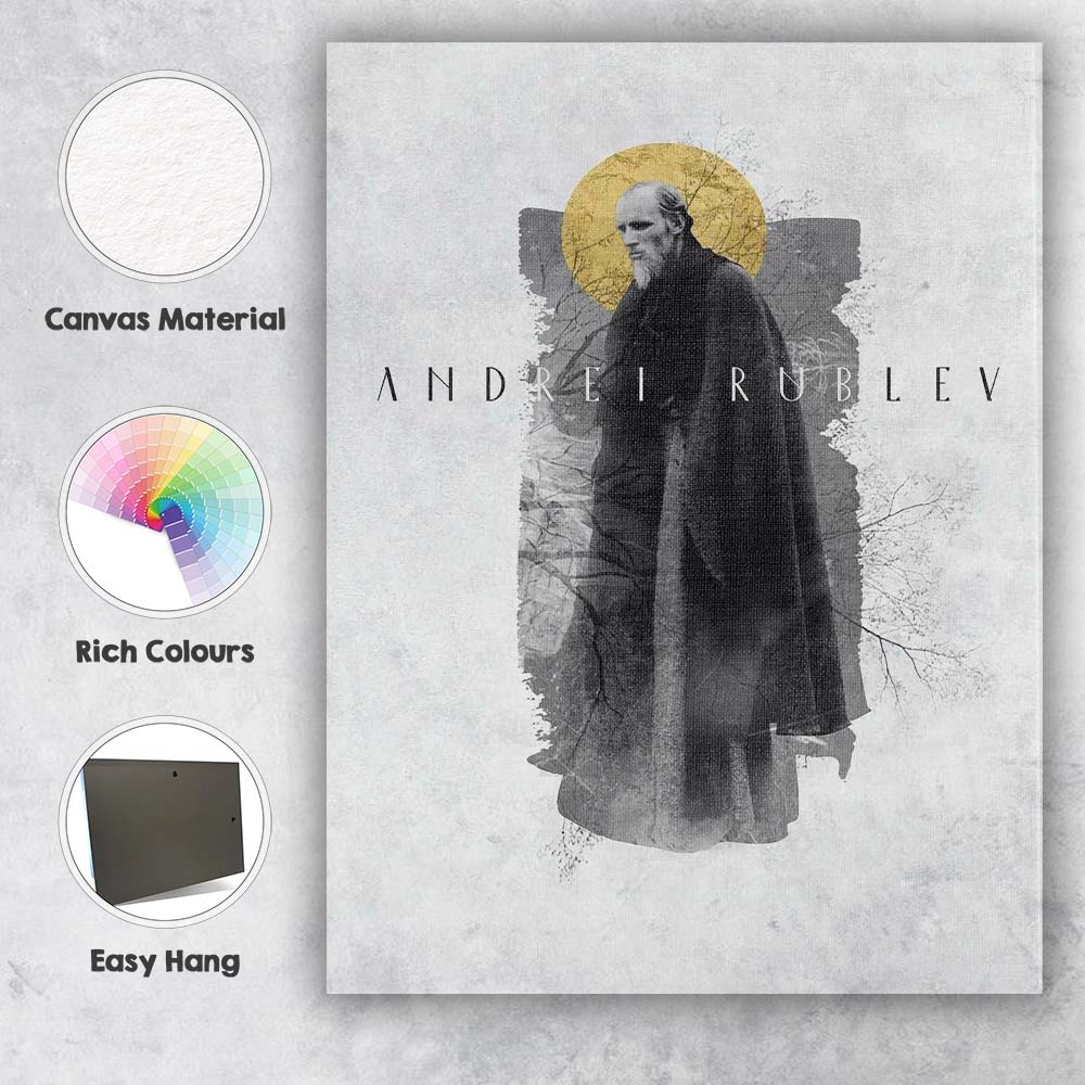 Monochrome Spiritual Monk Atmospheric Forest Double Exposure Artwork Canvas Wall Art Print Decor Picture Ready to Hang