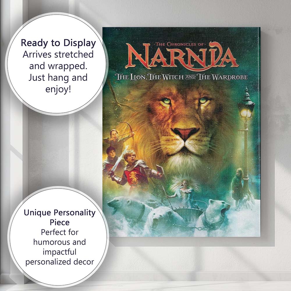 Magical Lion Fantasy Kingdom Winter Adventure Illustration Canvas Wall Art Print Decor Picture Ready to Hang