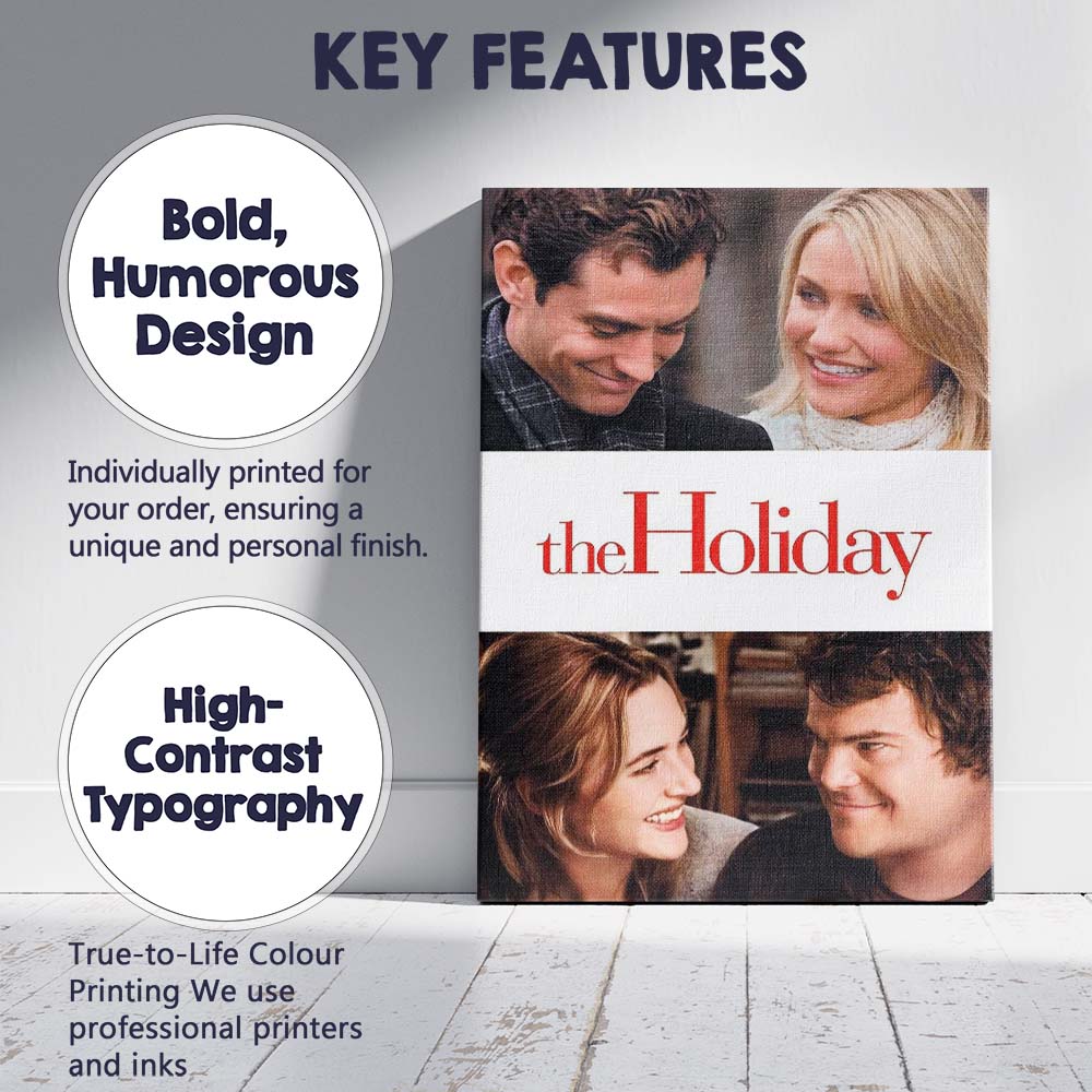 Romantic Winter Holiday Film Poster Red Typography Couple Portrait Canvas Wall Art Print Decor Picture Ready to Hang