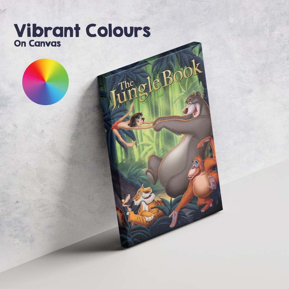 Colourful Jungle Adventure Animated Animal Characters Forest Illustration Canvas Wall Art Print Decor Picture Ready to Hang