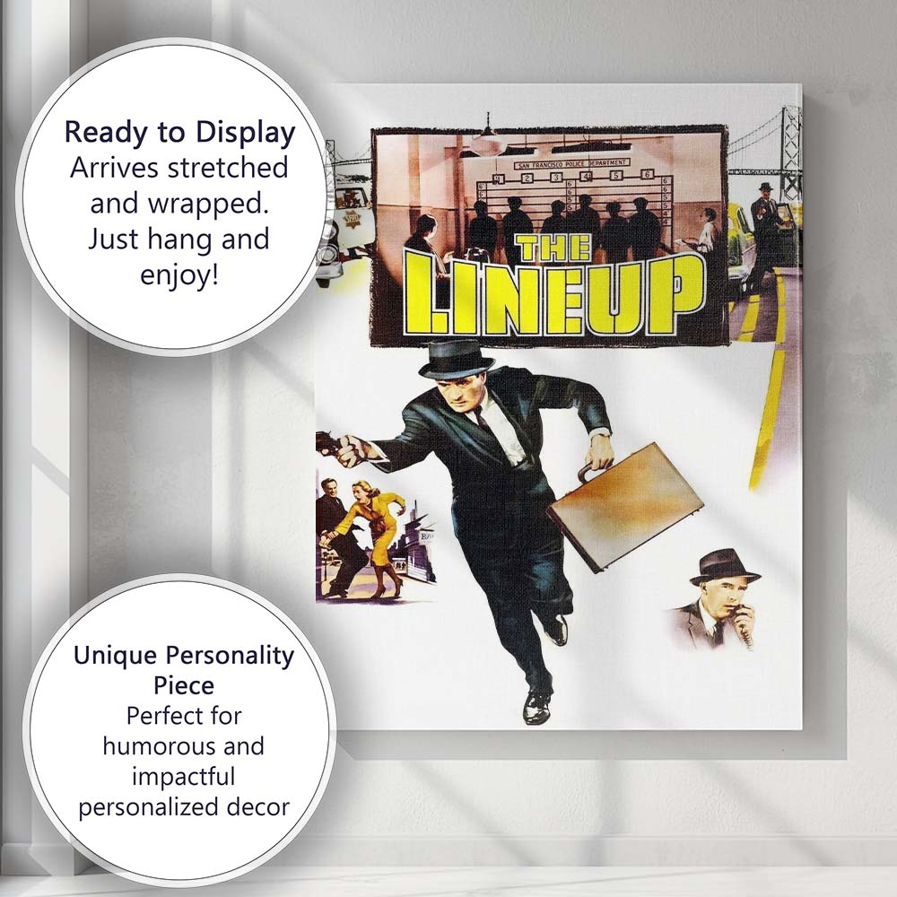 Classic Crime Thriller Detective Lineup Retro Yellow Typography Film Poster Canvas Wall Art Print Decor Picture Ready to Hang