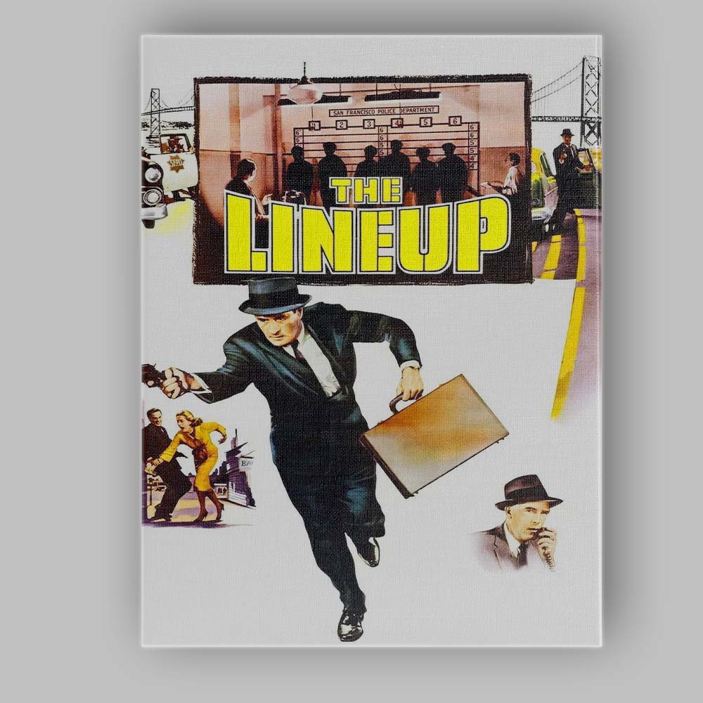 Classic Crime Thriller Detective Lineup Retro Yellow Typography Film Poster Canvas Wall Art Print Decor Picture Ready to Hang