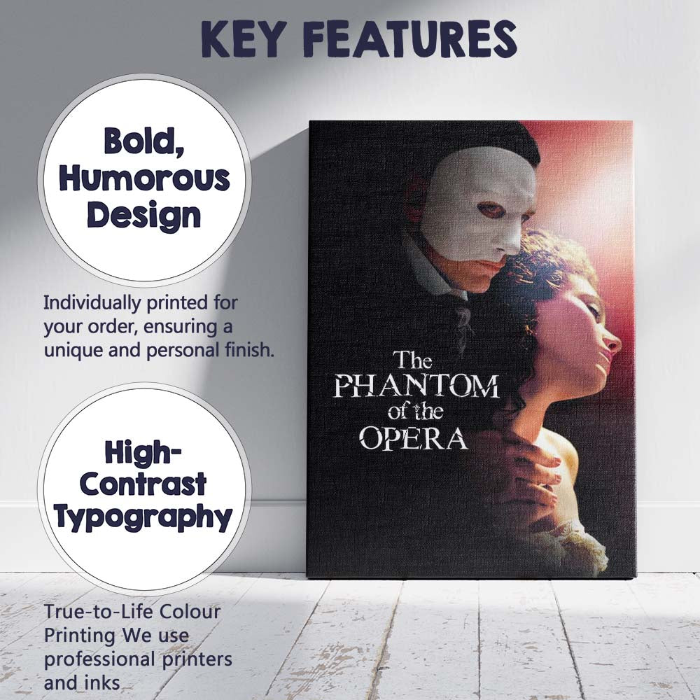 Phantom Masked Opera Romance Gothic Theatre Drama Canvas Wall Art Print Decor Picture Ready to Hang