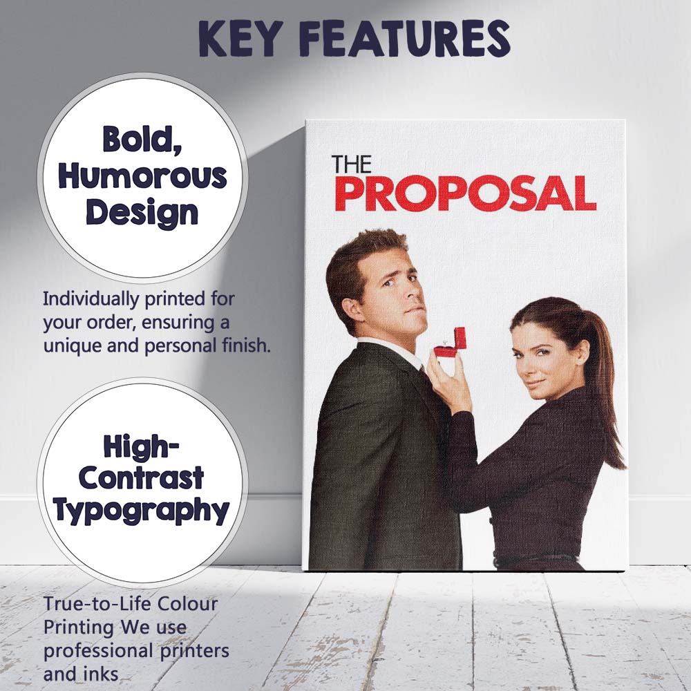 Modern Romantic Comedy Engagement Ring Minimalist Portrait Canvas Wall Art Print Decor Picture Ready to Hang