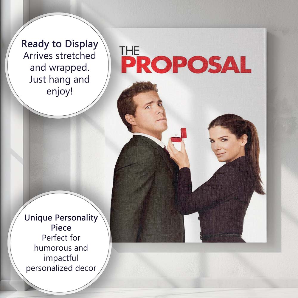 Modern Romantic Comedy Engagement Ring Minimalist Portrait Canvas Wall Art Print Decor Picture Ready to Hang