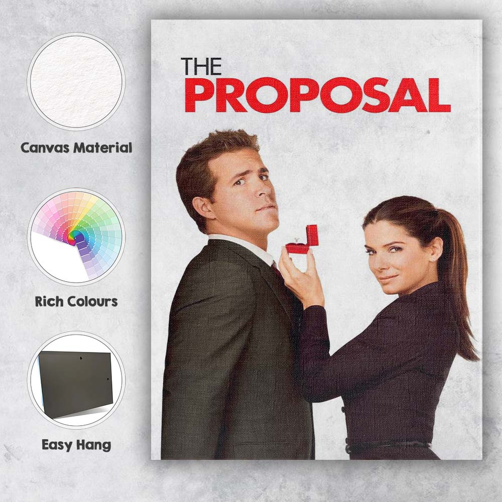 Modern Romantic Comedy Engagement Ring Minimalist Portrait Canvas Wall Art Print Decor Picture Ready to Hang