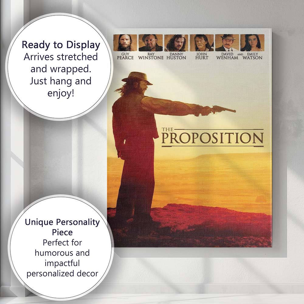 Golden Desert Western Outlaw Gunslinger Sunset Silhouette Canvas Wall Art Print Decor Picture Ready to Hang