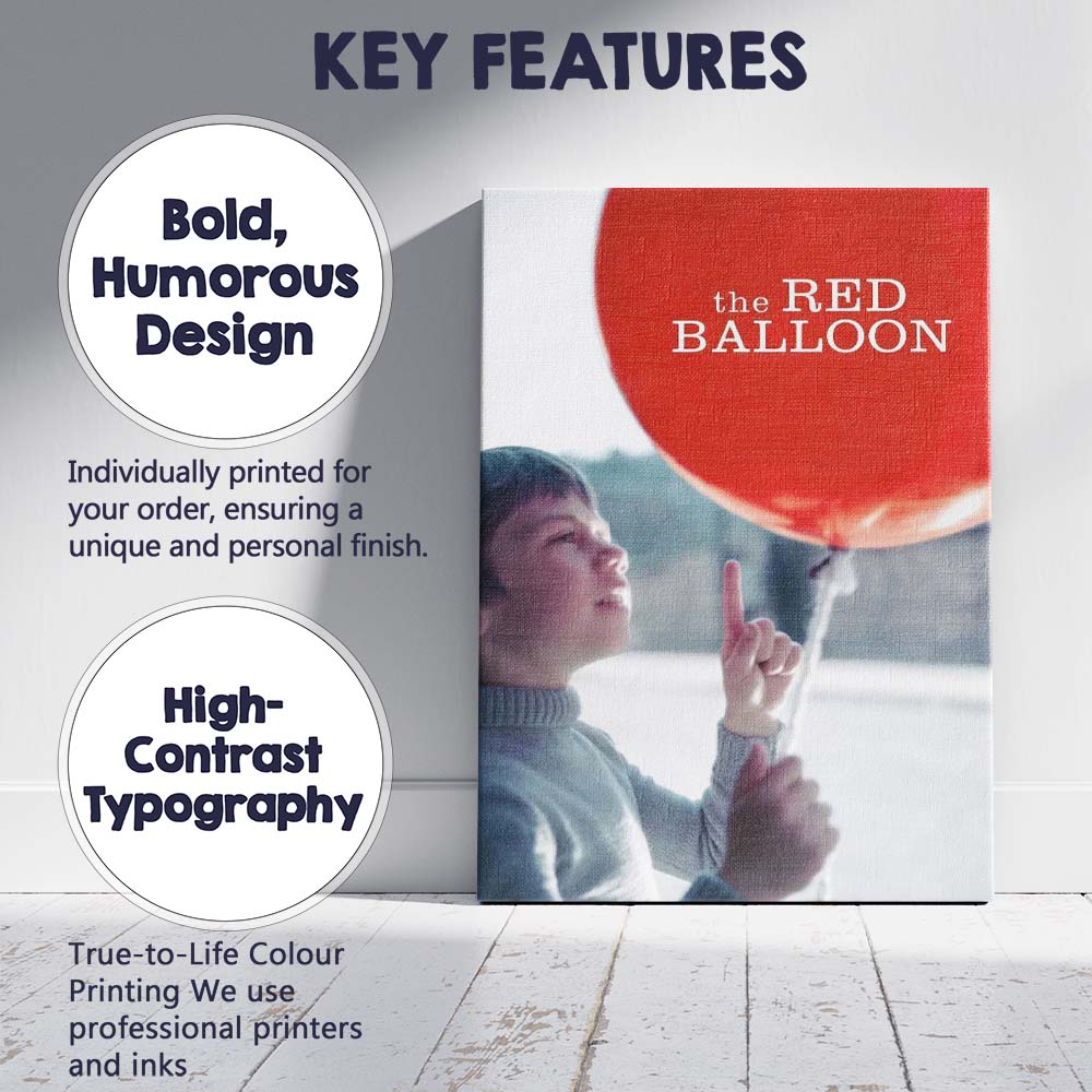 Red Balloon Child Wonder Minimalist Scandinavian Style Canvas Wall Art Print Decor Picture Ready to Hang
