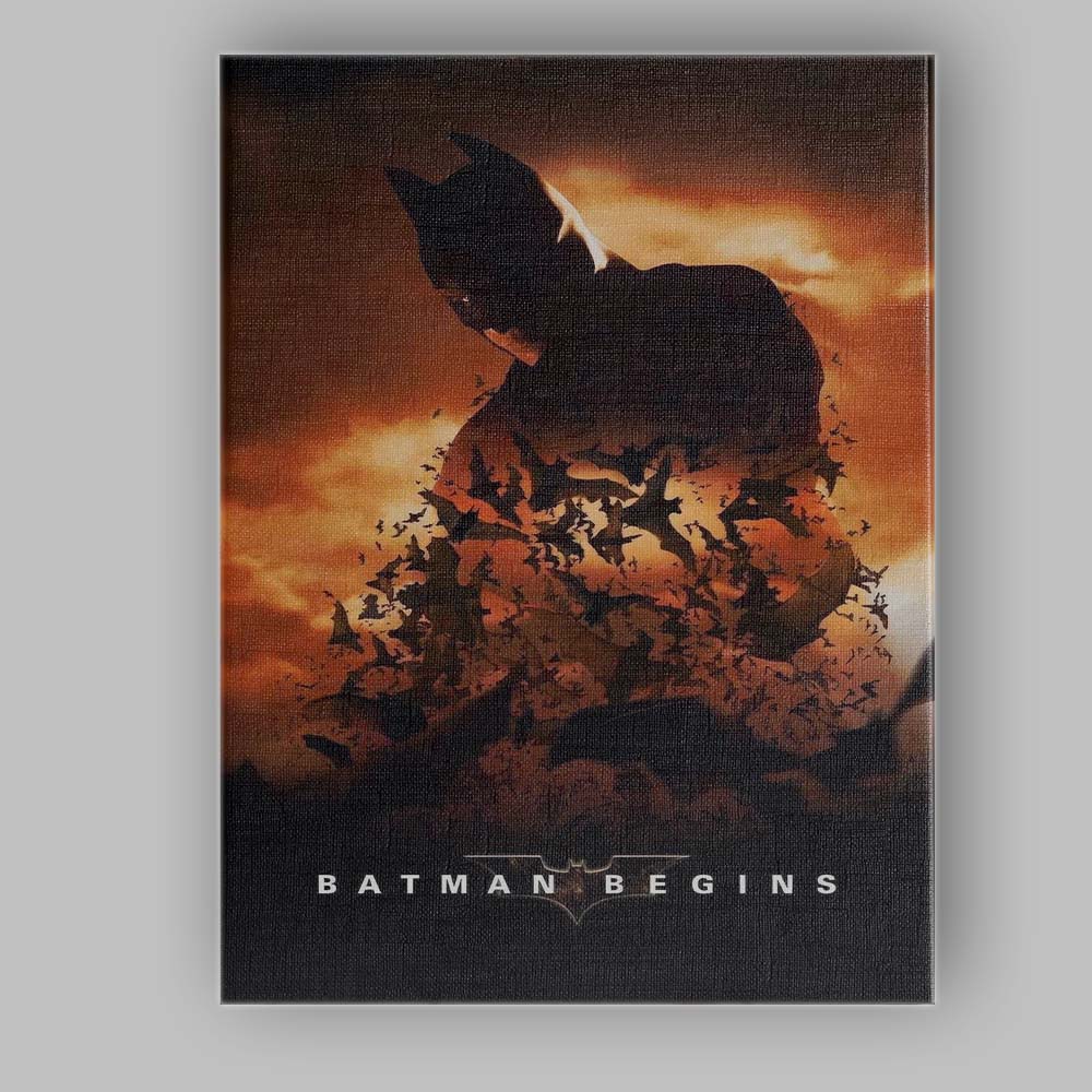 Dark Superhero Bat Swarm Fiery Sky Fantasy Artwork Canvas Wall Art Print Decor Picture Ready to Hang