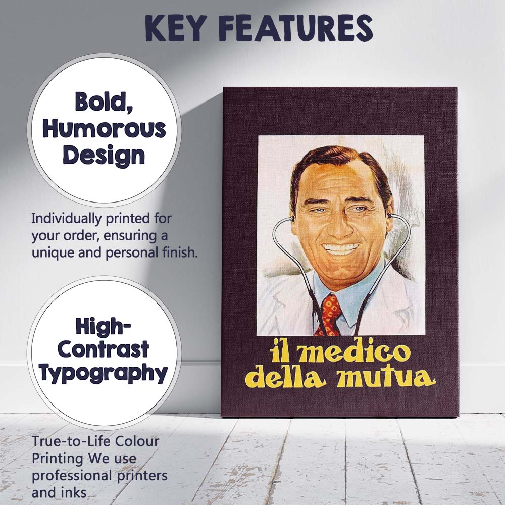 Retro Medical Portrait Illustration Warm Brown Classic Doctor Artwork Canvas Wall Art Print Decor Picture Ready to Hang