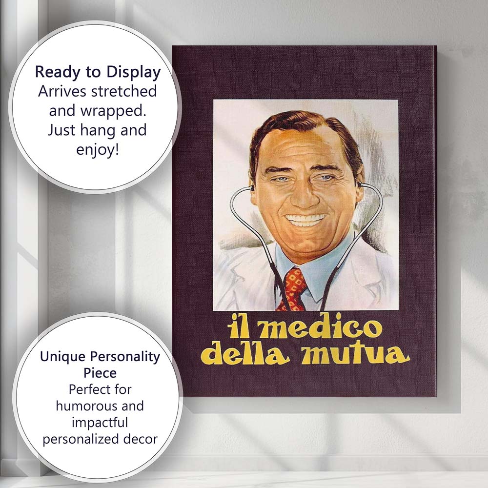 Retro Medical Portrait Illustration Warm Brown Classic Doctor Artwork Canvas Wall Art Print Decor Picture Ready to Hang