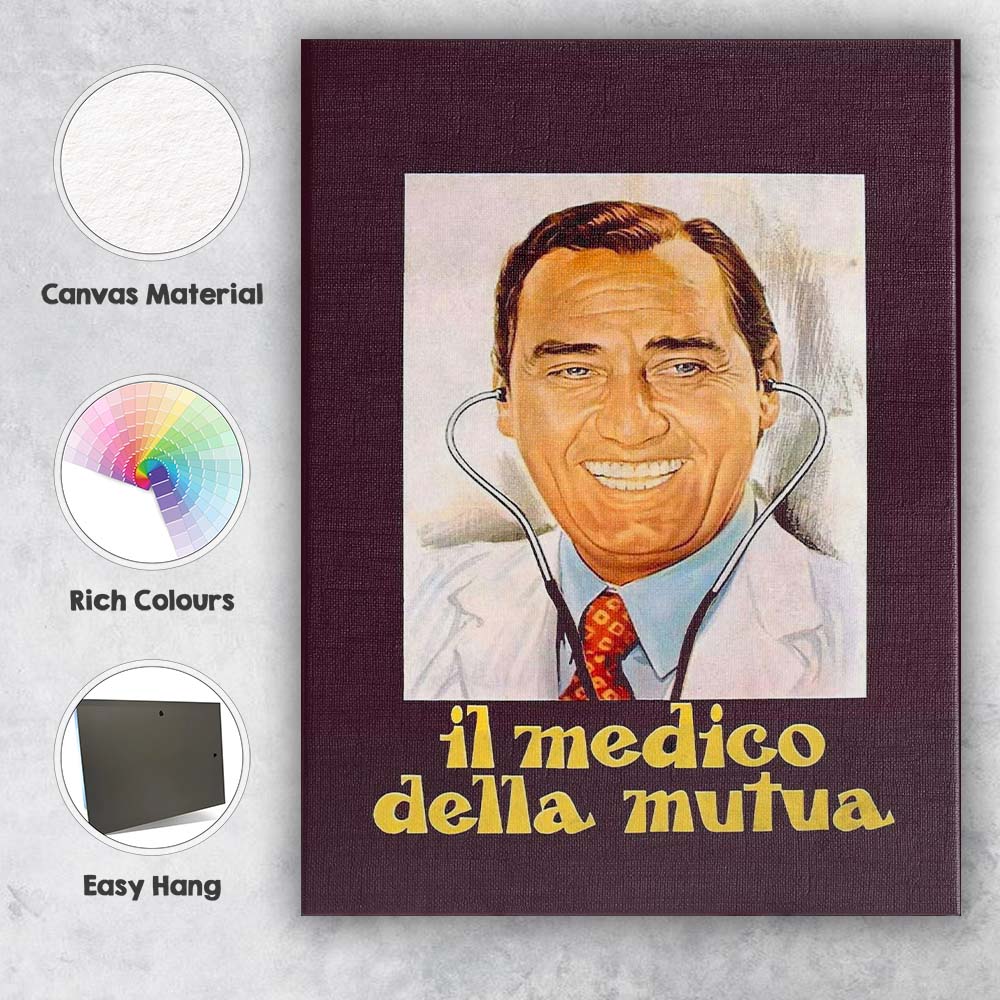Retro Medical Portrait Illustration Warm Brown Classic Doctor Artwork Canvas Wall Art Print Decor Picture Ready to Hang
