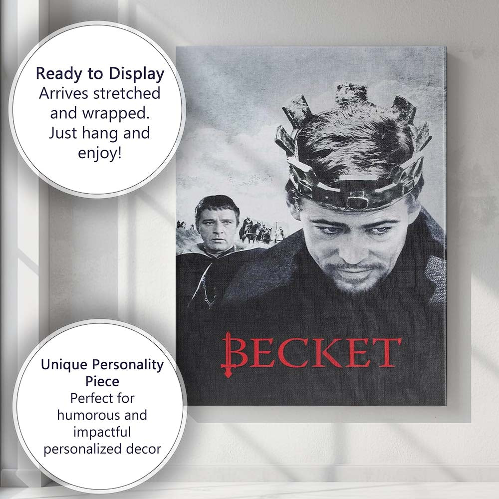 Monochrome Medieval Historical King Crown Dramatic Character Portrait Canvas Wall Art Print Decor Picture Ready to Hang