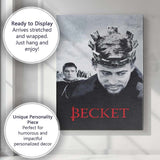 Monochrome Medieval Historical King Crown Dramatic Character Portrait Canvas Wall Art Print Decor Picture Ready to Hang