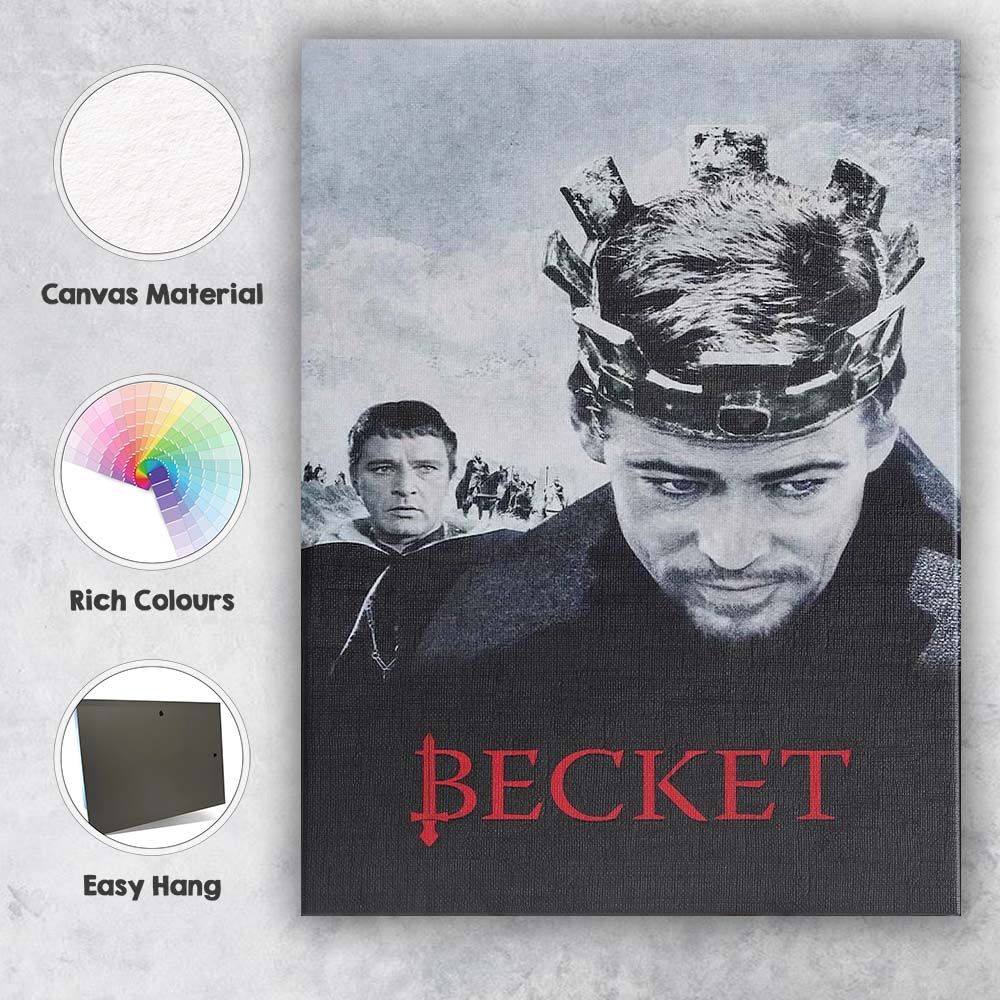 Monochrome Medieval Historical King Crown Dramatic Character Portrait Canvas Wall Art Print Decor Picture Ready to Hang