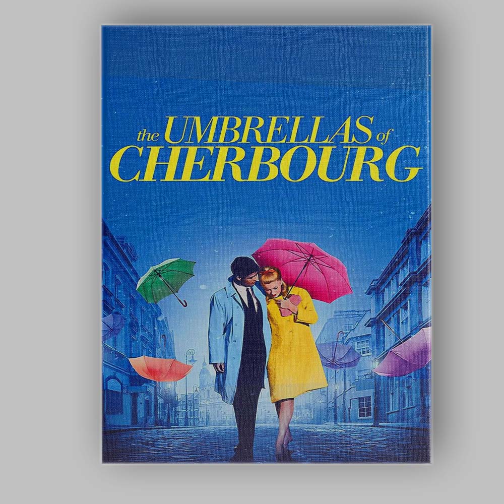 Blue Romantic Parisian Street Umbrella Love Story Artwork Canvas Wall Art Print Decor Picture Ready to Hang