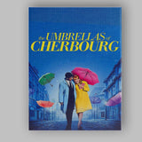 Blue Romantic Parisian Street Umbrella Love Story Artwork Canvas Wall Art Print Decor Picture Ready to Hang