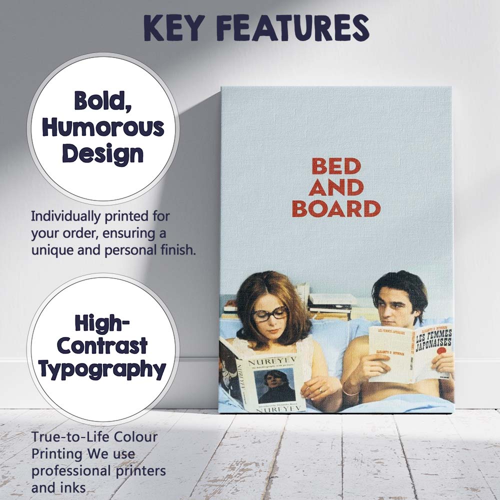 Minimalist Bedroom Couple Reading Contemporary Retro Lifestyle Canvas Wall Art Print Decor Picture Ready to Hang