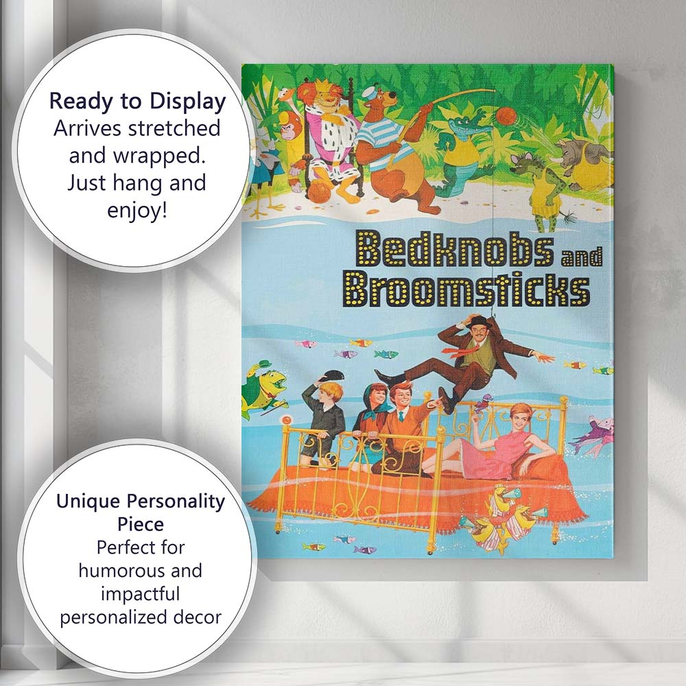 Colourful Jungle Animal Fantasy Bedknobs and Broomsticks Family Adventure Illustration Canvas Wall Art Print Decor Picture Ready to Hang