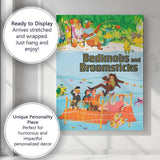 Colourful Jungle Animal Fantasy Bedknobs and Broomsticks Family Adventure Illustration Canvas Wall Art Print Decor Picture Ready to Hang