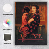 Moody Asian Period Drama To Live Warm Red Cinematic Portrait Canvas Wall Art Print Decor Picture Ready to Hang