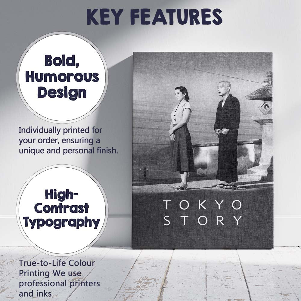 Minimalist Black and White Tokyo Story Japanese Cinema Classic Canvas Wall Art Print Decor Picture Ready to Hang