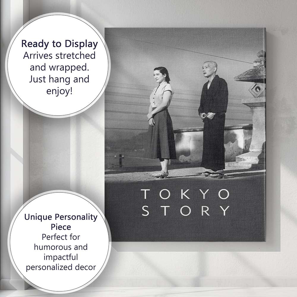 Minimalist Black and White Tokyo Story Japanese Cinema Classic Canvas Wall Art Print Decor Picture Ready to Hang