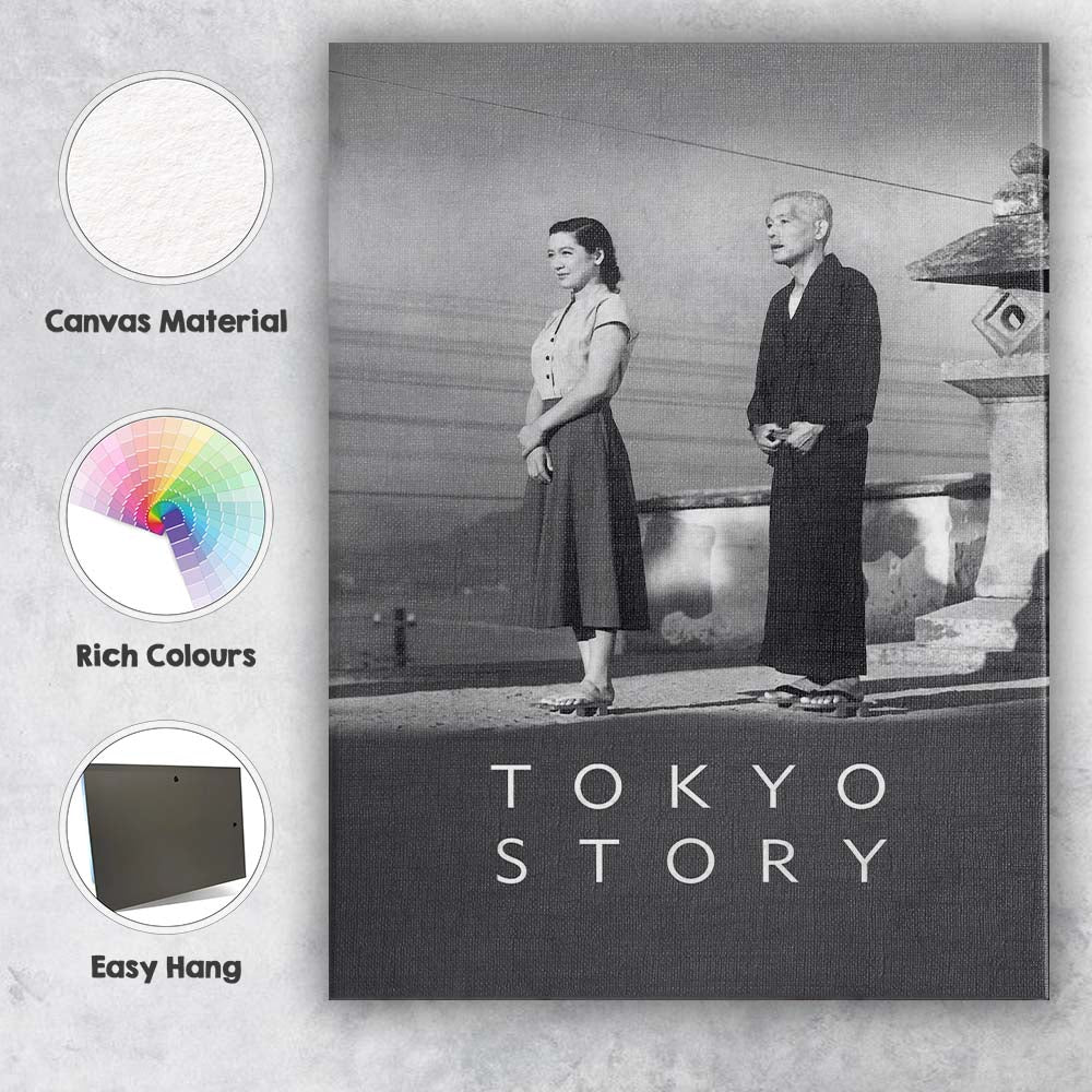 Minimalist Black and White Tokyo Story Japanese Cinema Classic Canvas Wall Art Print Decor Picture Ready to Hang