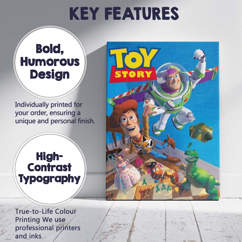 Bright Animated Toy Story Adventure Characters Family Film Artwork Canvas Wall Art Print Decor Picture Ready to Hang