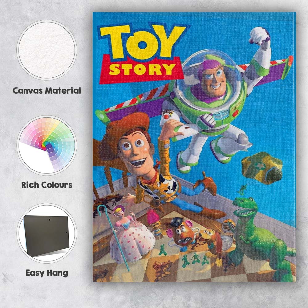 Bright Animated Toy Story Adventure Characters Family Film Artwork Canvas Wall Art Print Decor Picture Ready to Hang