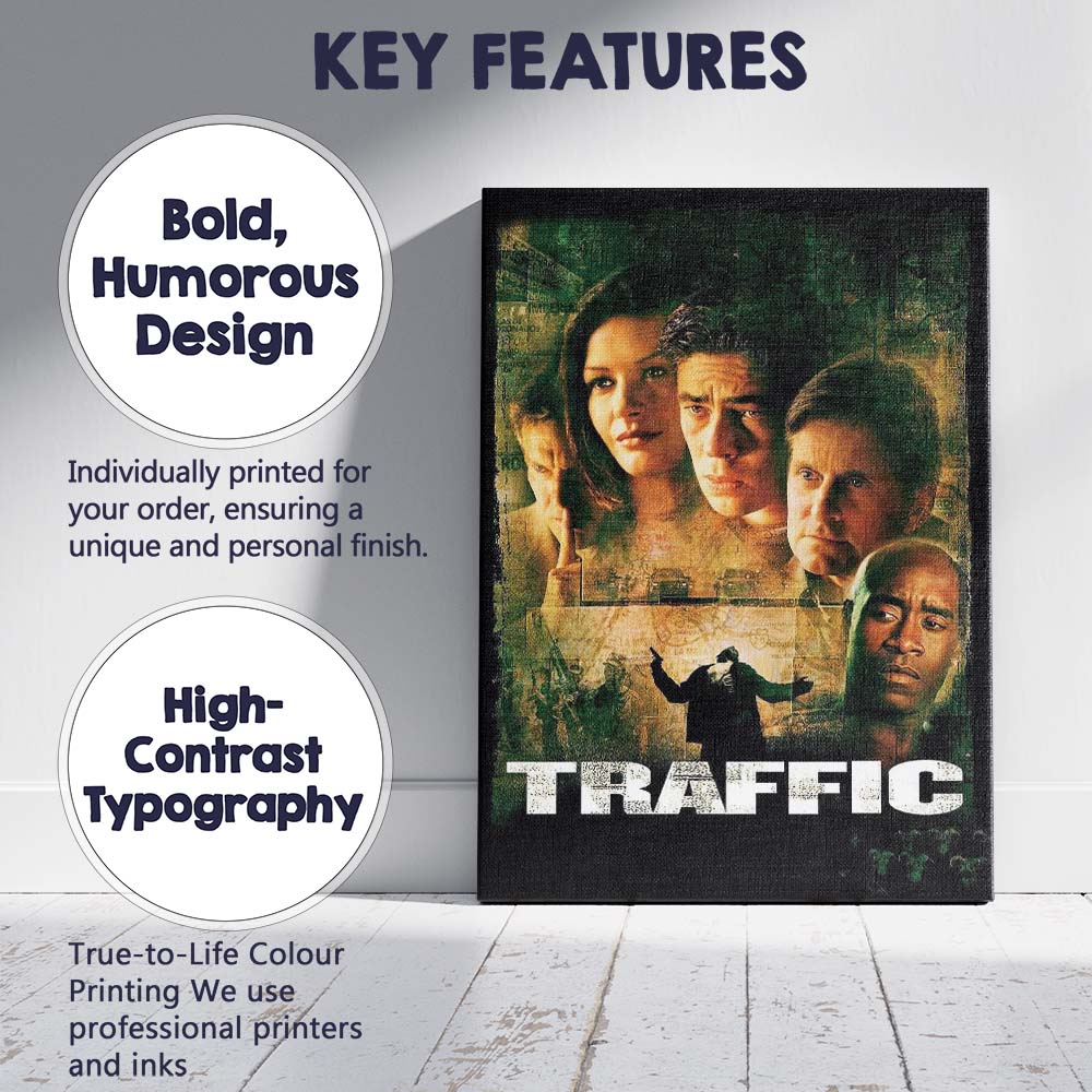 Dark Crime Thriller Traffic Ensemble Cast Grunge Film Poster Canvas Wall Art Print Decor Picture Ready to Hang