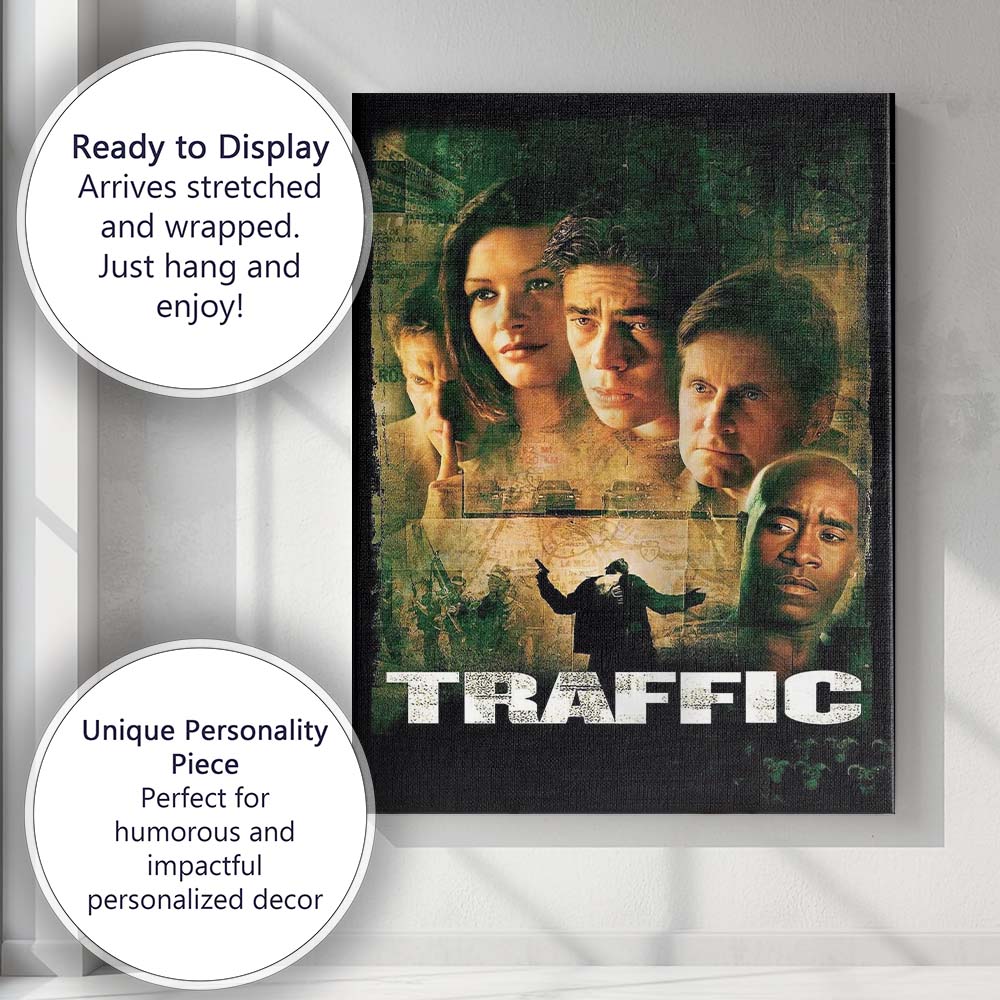 Dark Crime Thriller Traffic Ensemble Cast Grunge Film Poster Canvas Wall Art Print Decor Picture Ready to Hang
