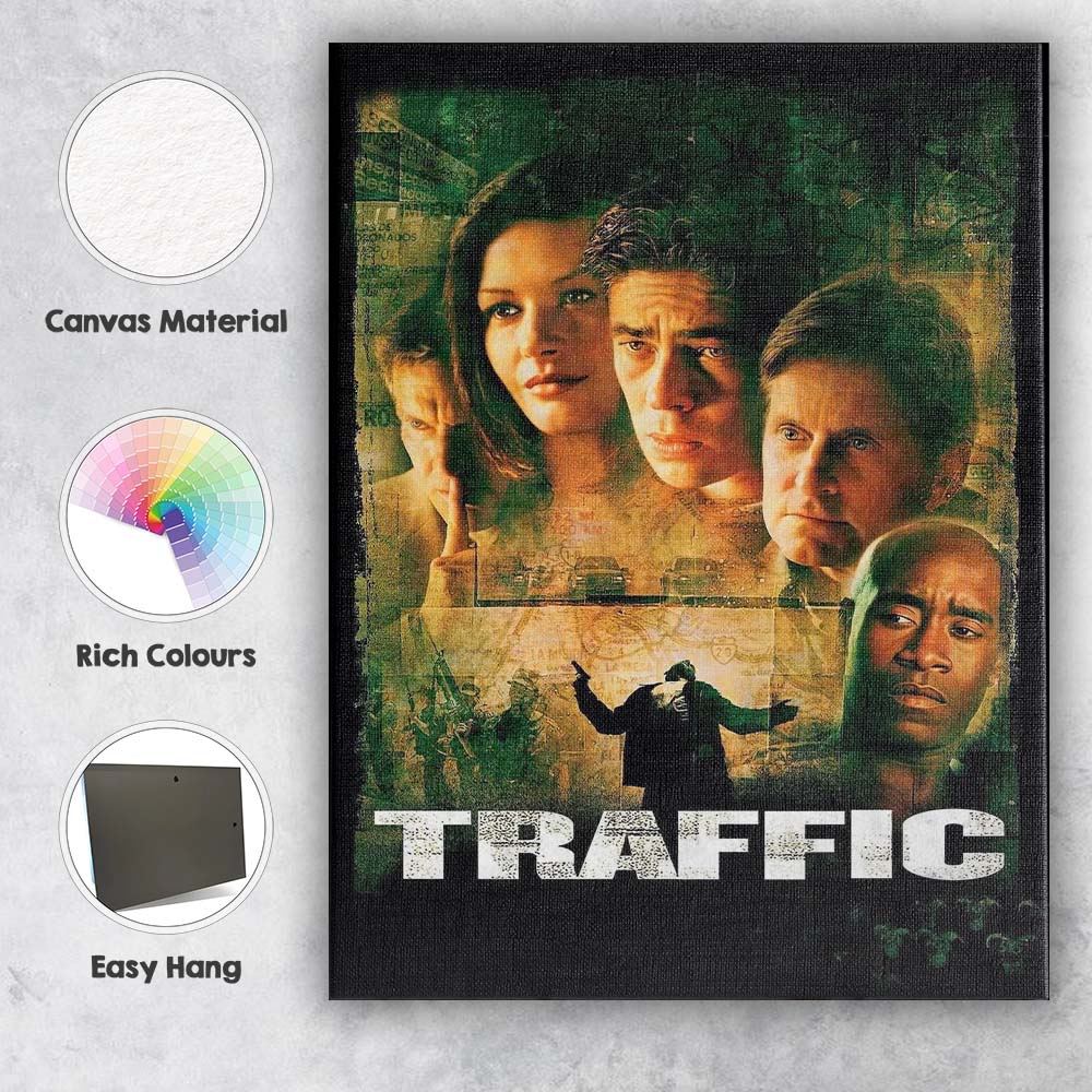 Dark Crime Thriller Traffic Ensemble Cast Grunge Film Poster Canvas Wall Art Print Decor Picture Ready to Hang