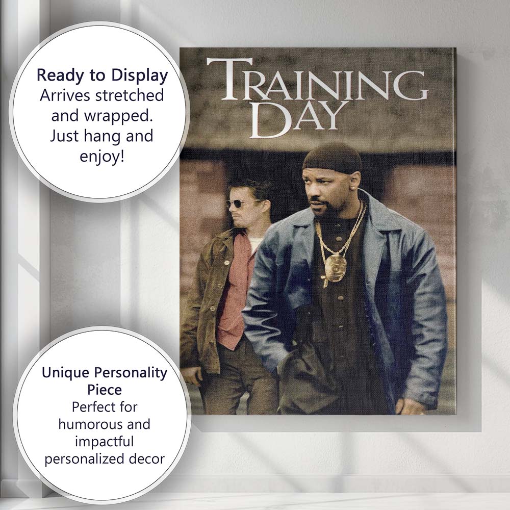 Urban Police Drama Training Day Gritty Crime Film Portrait Canvas Wall Art Print Decor Picture Ready to Hang